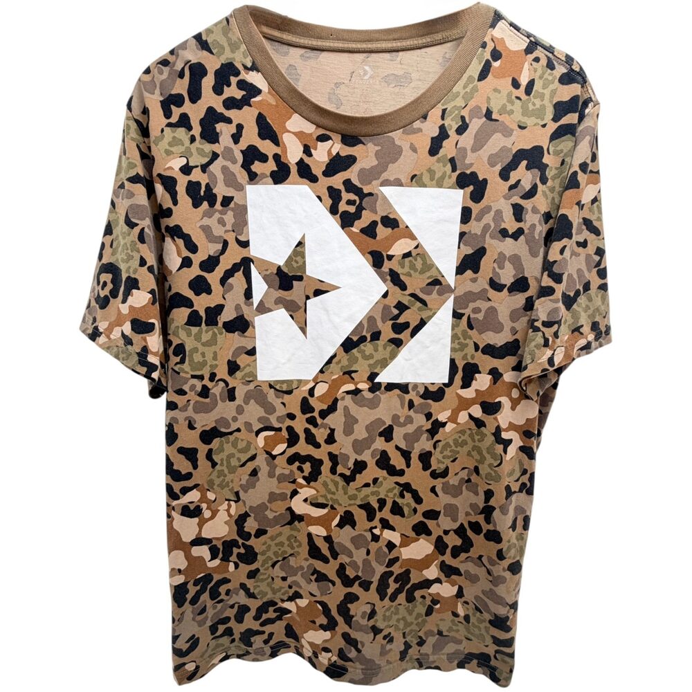 Converse Brown All-over camouflage print Graphic T-Shirt Cotton Men's Large